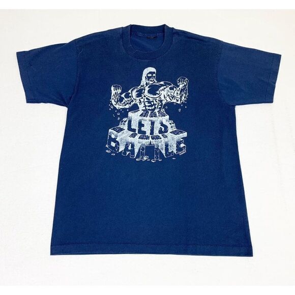Vintage Lets Battle T-Shirt Blue XL Muscle Hawaii Bodybuilding Single Stitch - Picture 1 of 8